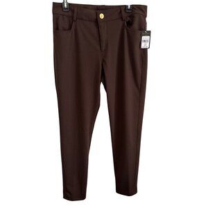 Nue Options Womens Petite Brown Ankle Pants Size 12P Everyday Wear Office